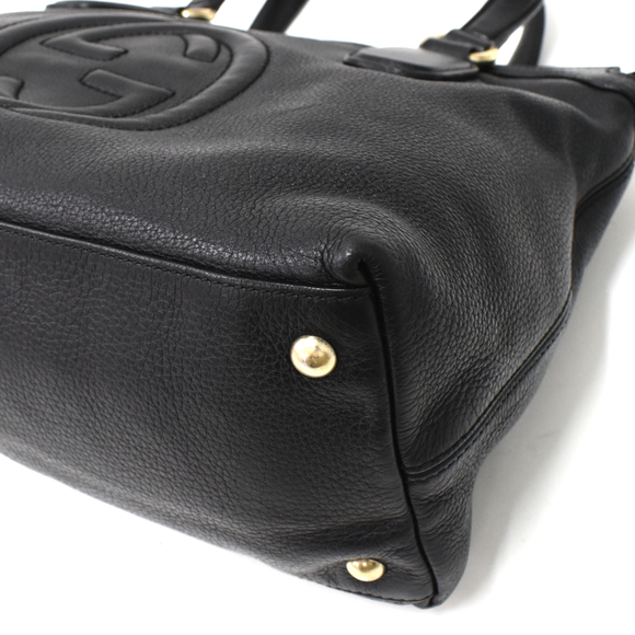 Gucci 2way Handbag Shoulder Bag Soho Interlocking G Leather Black - Picture 4 of 6